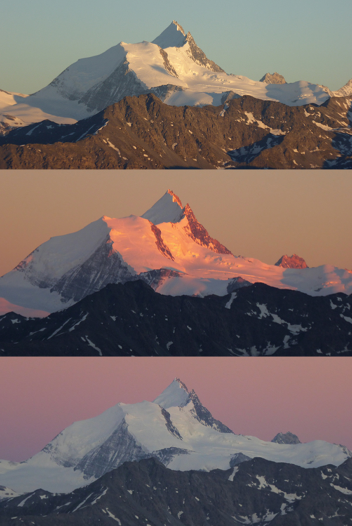 Changing Light on Weisshorn from Gemmi Pass